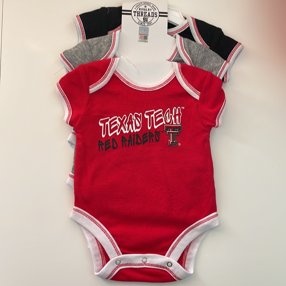 5/$25 Texas Tech Red Raiders Bodysuits Size 0-3 Months